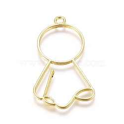 Zinc Alloy Open Back Bezel Pendants, For DIY UV Resin, Epoxy Resin, Pressed Flower Jewelry, Sunny Dolls, Golden, 42x23.5x1.5mm, Hole: 2.5mm(PALLOY-E564-61G)