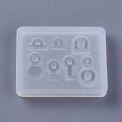 Silicone Pendant Molds, Resin Casting Molds, For UV Resin, Epoxy Resin Jewelry Making, Mixed Shapes, White, 49.5x39.5x6mm, Hole: 2.2~6.3mm(DIY-F023-21-06)