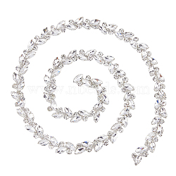 Glass Rhinestone Handmade Beaded Chains, with Alloy Findings, Clear, 885x14.5x6.5mm(FIND-WH0161-66A)