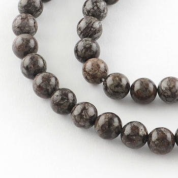 Round Natural Red Snowflake Obsidian Beads Strands, 6mm, Hole: 1mm, about 66pcs/strand, 15.7 inch