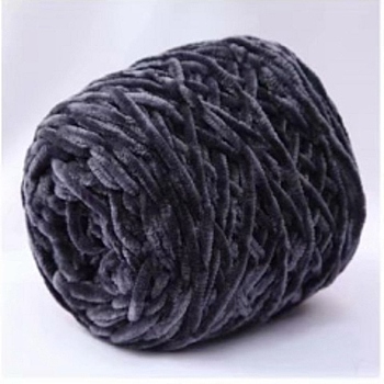 Wool Chenille Yarn, Velvet Cotton Hand Knitting Threads, for Baby Sweater Scarf Fabric Needlework Craft, Gray, 5mm, 95~100g/skein