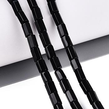 Natural Obsidian Beads Strands, Hexagonal Prism, 5~7.5x3.5~4.5mm, Hole: 0.6~0.8mm, about 57~64pcs/strand, 14.76~15.55 inch(37.5~39.5cm)