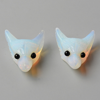 Opalite Pendants, Top Drilled Beads, with Black Onyx Eye, Wolf Head, 30.5x23.5x11.5~13mm, Hole: 2mm
