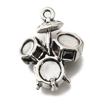 Tibetan Style Alloy Pendants, Cadmium Free & Lead Free, Antique Silver, Drum Kit Shape, Musical Instruments, 20.5x15.5x5mm, Hole: 1.4mm, about 226pcs/500g