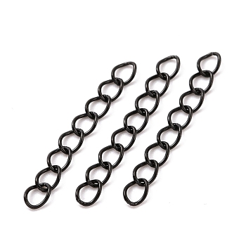 Ion Plating(IP) 304 Stainless Steel Curb Chains Extender, Electrophoresis Black, 25mm, Link: 4x3x0.5mm