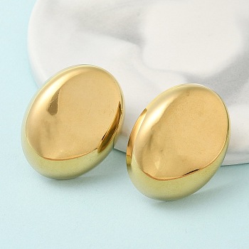 Ion Plating(IP) 304 Stainless Steel Stud Earrings for Women, Oval, Real 18K Gold Plated, 31x24mm