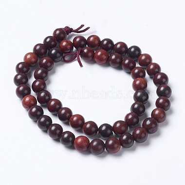 brins de perles de bois de rose birman naturel(WOOD-J001-03-6mm)-2
