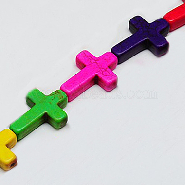 16mm Colorful Cross Synthetic Turquoise Beads