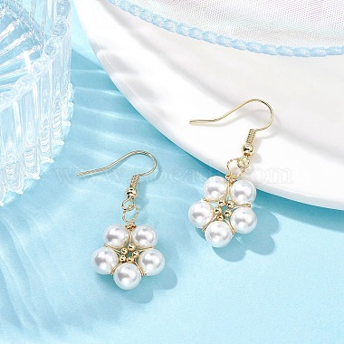 Boucles d'oreilles pendantes en forme de fleur et de coquillage(EJEW-JE05329)-3