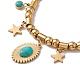 Synthetic Turquoise Charm Bracelet with Round Snake Chains(BJEW-P284-03A-G)-2