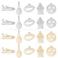 DICOSMETIC 20Pcs 10 Style Ion Plating(IP) 201 Stainless Steel Pendants, Laser Cut, Mixed Shapes, Golden & Stainless Steel Color, 2pcs/style(STAS-DC0004-55)
