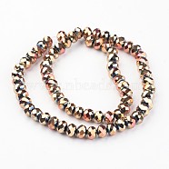 Electroplate Glass Bead Strands, Faceted, Rondelle, Rose Gold Plated, 8x6mm, Hole: 1mm, about 72pcs/strand, 15.7 inch(X-EGLA-G014-8mm-FP01)