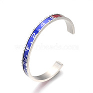 304 Stainless Steel Cuff Bangles, Stainless Steel Color, 2-3/8 inch(61.5mm)(BJEW-Q684-11A)