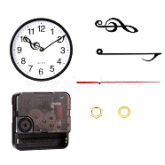 Plastic Long Shaft Clock Movement Mechanism Kit, with Aluminum Pointer, Clock Face Dail, Black, 56x56x16mm, Pin: 18.5x6mm(CLOC-PW0001-03F-01)