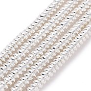 Electroplate Non-magnetic Synthetic Hematite Beads Strands, Grade AA, Long-Lasting Plated, Rondelle, Silver Plated, 4x2mm, Hole: 1mm, about 175pcs/strand, 15.7 inch(40cm)(G-L485-04B-S)