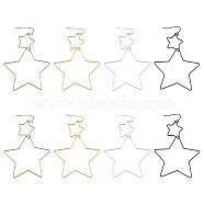 Unicraftale 4 Pairs 4 Colors Interlock Double Open Star Dangle Earrings, Ion Plating(IP) 304 Stainless Steel Wire Wrap Large Geometry Drop Earrings for Women, Mixed Color, 75mm, Pin: 0.6mm, 1pair/color(STAS-UN0034-81)