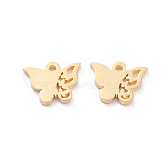 304 Stainless Steel Charms, Laser Cut, Butterfly, Golden, 8x10x1mm, Hole: 1.2mm(X-STAS-I151-05G)