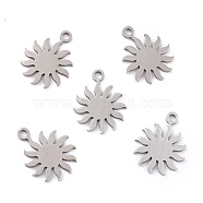 201 Stainless Steel Pendants, Sun, Stainless Steel Color, 16x12.5x1mm, Hole: 1.6mm(STAS-K003-10P)