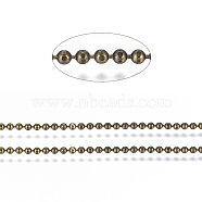 Brass Ball Chains, Faceted, Long-Lasting Plated, Soldered, with Spool, Cadmium Free & Nickel Free & Lead Free, Antique Bronze, 2mm, about 301.83 Feet(92m)/roll(CHC-S008-004C-AB)