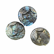 Natural Labradorite Carved Cabochons, Wolf, 38x12mm(PW-WG73083-02)