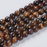 Natural Tiger Eye Beads Strands, Grade AB, Round, 6mm, Hole: 0.8mm(G-GSR6mmC014-AB)