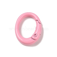 Spray Painted Alloy Spring Gate Rings, Oval, Pearl Pink, 19.5x15x4.5mm(AJEW-C035-01J)