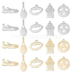 DICOSMETIC 20Pcs 10 Style Ion Plating(IP) 201 Stainless Steel Pendants, Laser Cut, Mixed Shapes, Golden & Stainless Steel Color, 2pcs/style(STAS-DC0004-55)