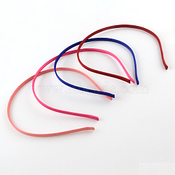 Hair Accessories Iron Hair Band Findings, Covered with Cloth, Mixed Color, 120~128mm(OHAR-Q042-009)