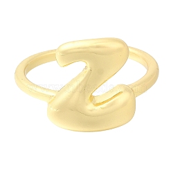 Rack Plating Brass Open Cuff Rings, Long-Lasting Plated, Letter, Letter Z, 14mm(RJEW-S394-01G-Z)