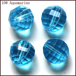 Imitation Austrian Crystal Beads, Grade AAA, Faceted, Round, Deep Sky Blue, 8mm, Hole: 0.9~1mm(SWAR-F079-8mm-10)