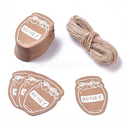 Paper Gift Tags, Hange Tags, For Arts and Crafts, with Jute Twine, Honey Pot, BurlyWood, 45x32x0.5mm, 50pcs/set(CDIS-L004-P01)