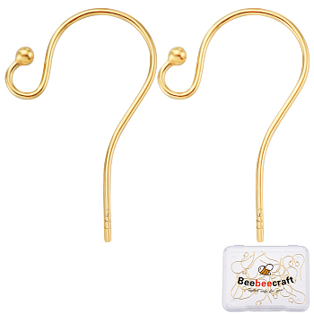 10 Pairs 925 Sterling Silver Earring Hooks, French Hooks with Ball, with 925 Stamp, Real 18K Gold Plated, 20~21.5x11x1.5mm, Pin: 0.7mm