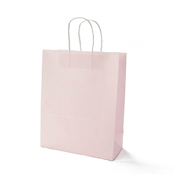 Rectangle Paper Bags, with Handles, for Gift Bags and Shopping Bags, Misty Rose, 33.5x26x12cm, Fold: 33.5x26x12cm