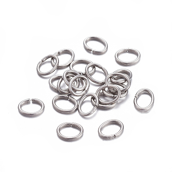 304 Stainless Steel Jump Rings, Open Jump Rings, Oval, Stainless Steel Color, 22 Gauge, 4.5x3.5x0.6mm, Inner Diameter: 3x2mm