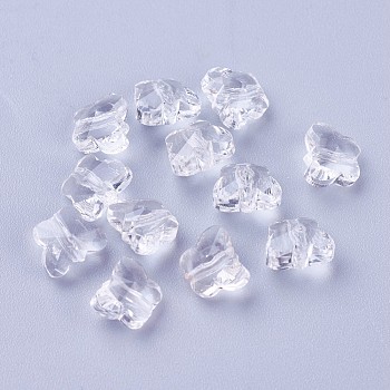 Transparent Glass Beads, Faceted, Butterfly, Clear, 6.5x8x5.5mm, Hole: 1mm