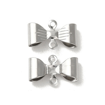 304 Stainless Steel Connector Charms, Bowknot, Platinum, 11.5x7.5x3mm, Hole: 1mm