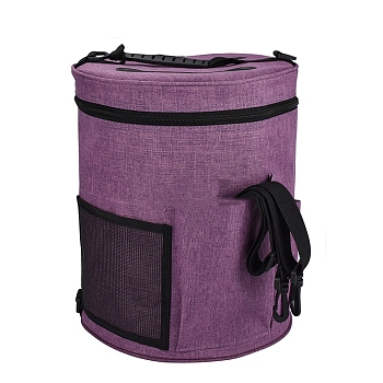 Oxford Cloth Drum Yarn Storage Bags, for Portable Knitting & Crochet Organizer, Old Rose, 28x33cm