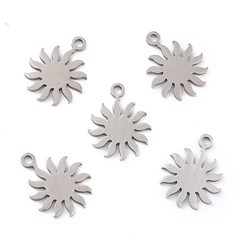 201 Stainless Steel Pendants, Sun, Stainless Steel Color, 16x12.5x1mm, Hole: 1.6mm