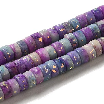 Natural Dolomite Beads Strands, with Synthetic Opal, Dyed, Disc, Heishi Beads, Plum, 6x3mm, Hole: 0.8mm, about 124pcs/strand, 15.75''(40cm)