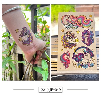 Horse Pattern Removable Temporary Tattoos Paper Stickers, Colorful, 12x7.5cm