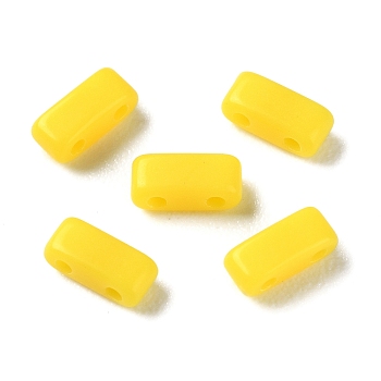 Opaque Acrylic Slide Charms, Rectangle, Yellow, 2.3x5.2x2mm, Hole: 0.8mm