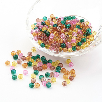 Baking Painted Crackle Glass Beads, Fall Mix, Round, Mixed Color, 4~4.5x4mm, Hole: 1mm, about 400pcs/bag
