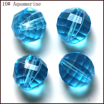 Imitation Austrian Crystal Beads, Grade AAA, Faceted, Round, Deep Sky Blue, 8mm, Hole: 0.9~1mm