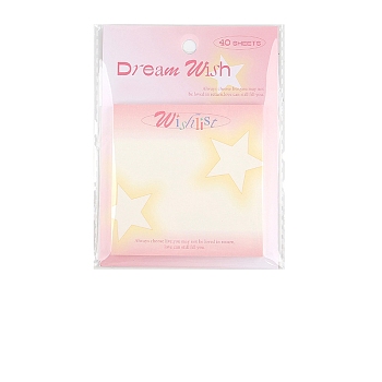40 Sheets Cute Memo Pad Sticky Notes, Sticker Tabs, for Office School Reading, Square, Star, 80x80mm