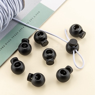 1-Hole Dyed Iron Spring Loaded Eco-Friendly Plastic Round Buckle Cord Toggle Lock Beans Stoppers for Sportwear Luggage Backpack Straps(FIND-E004-60B-18mm)-7
