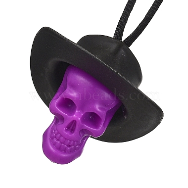 Halloween Skull Plastic Pendant Necklaces(NJEW-S006-01B)-2