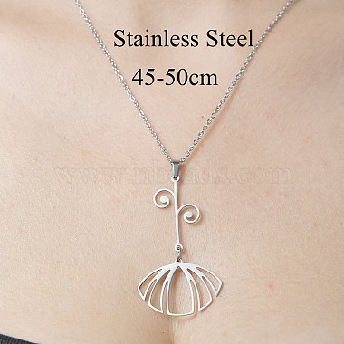 201 Stainless Steel Hollow Leaf Pendant Necklace(NJEW-OY001-54)-3