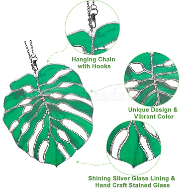 Monstera Leaf Acrylic Pendant Decorations(HJEW-WH0043-33B)-3