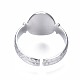 304 Stainless Steel Oval Open Cuff Ring(RJEW-T023-53P)-2