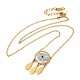 Woven Net with Evil Eye Natural Shell with Enamel Pendant Necklaces(NJEW-E104-02G)-2